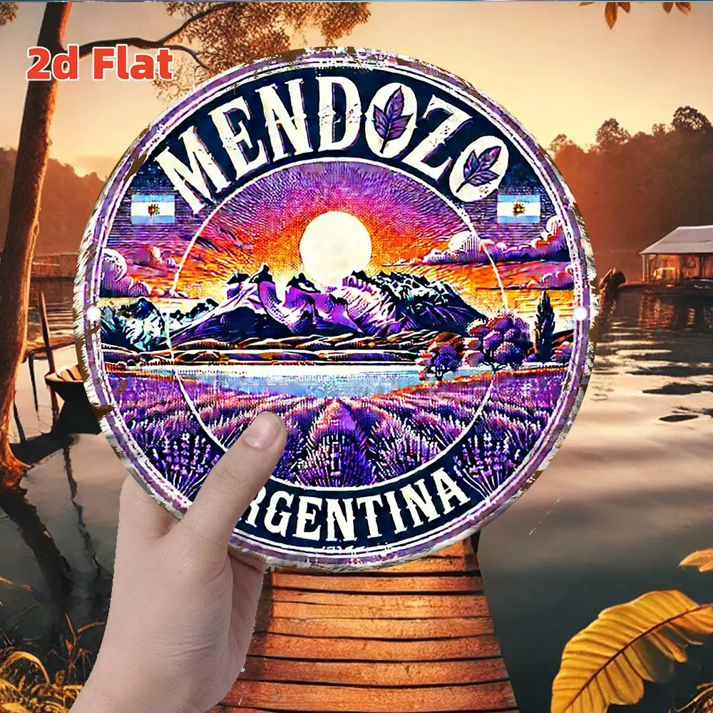 Wine Tag Label - 2D Flat, 2D Flat Retro Mendoza