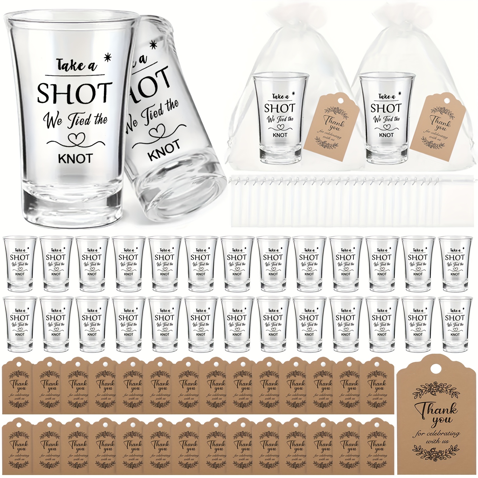 Wine & Beer Unlimited Spirits - 90-Piece Wedding Guest Set: 30 Clear