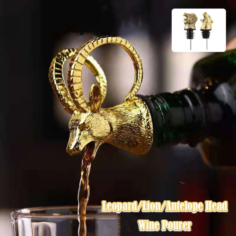 Wine Beer And Liquor - Unique Leopard/Lion/Antelope Head Wine Pourer Zinc
