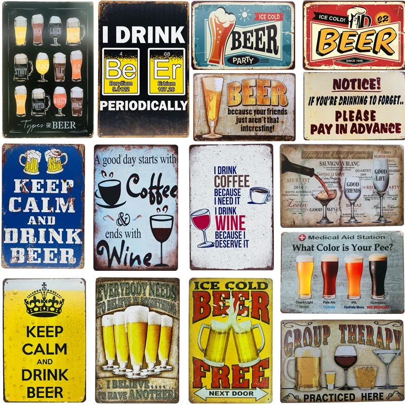Wine Beer Pub - Vintage Beer Metal Tin Signs Wine