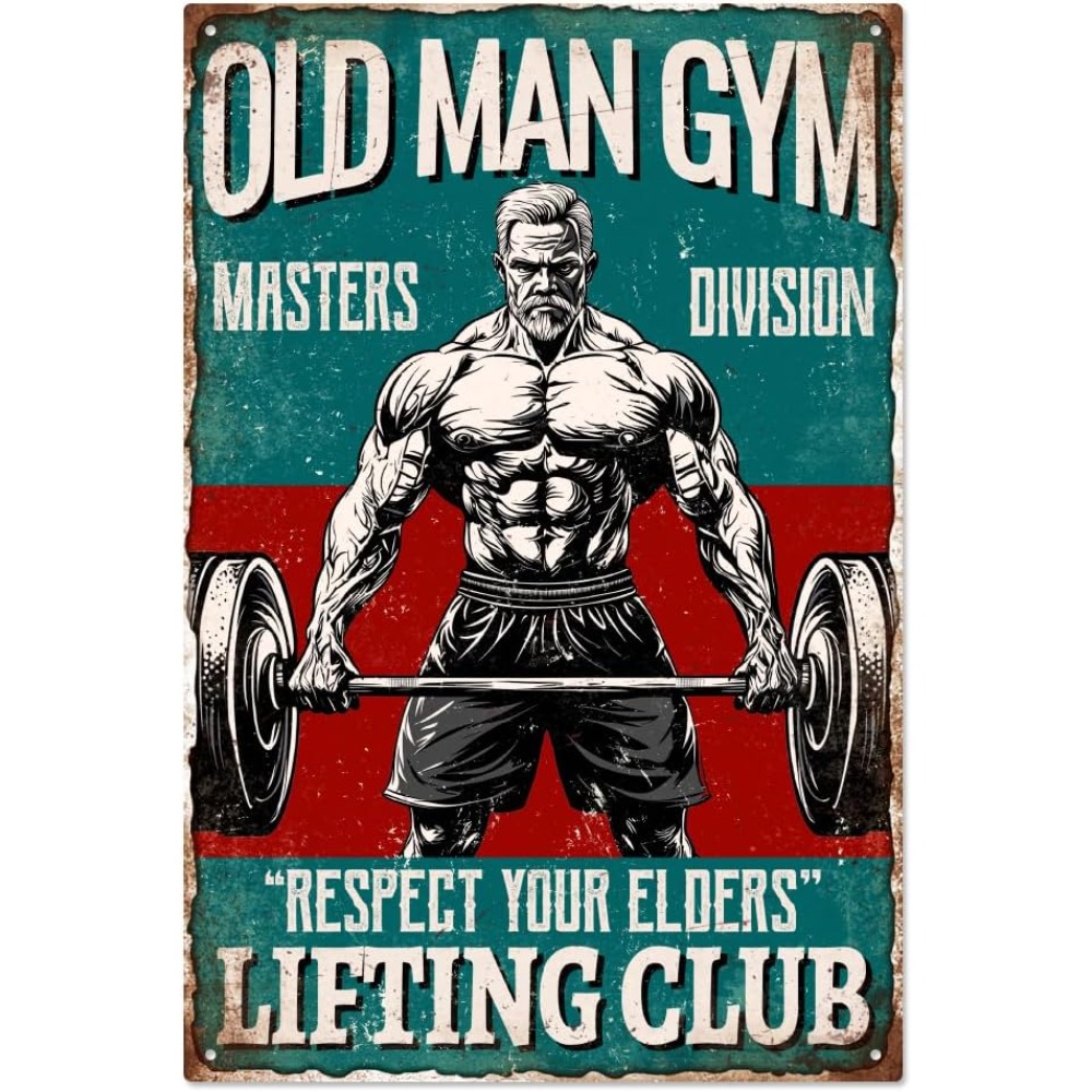 Wine Tag Label - Vintage Old Man Gym Metal Tin
