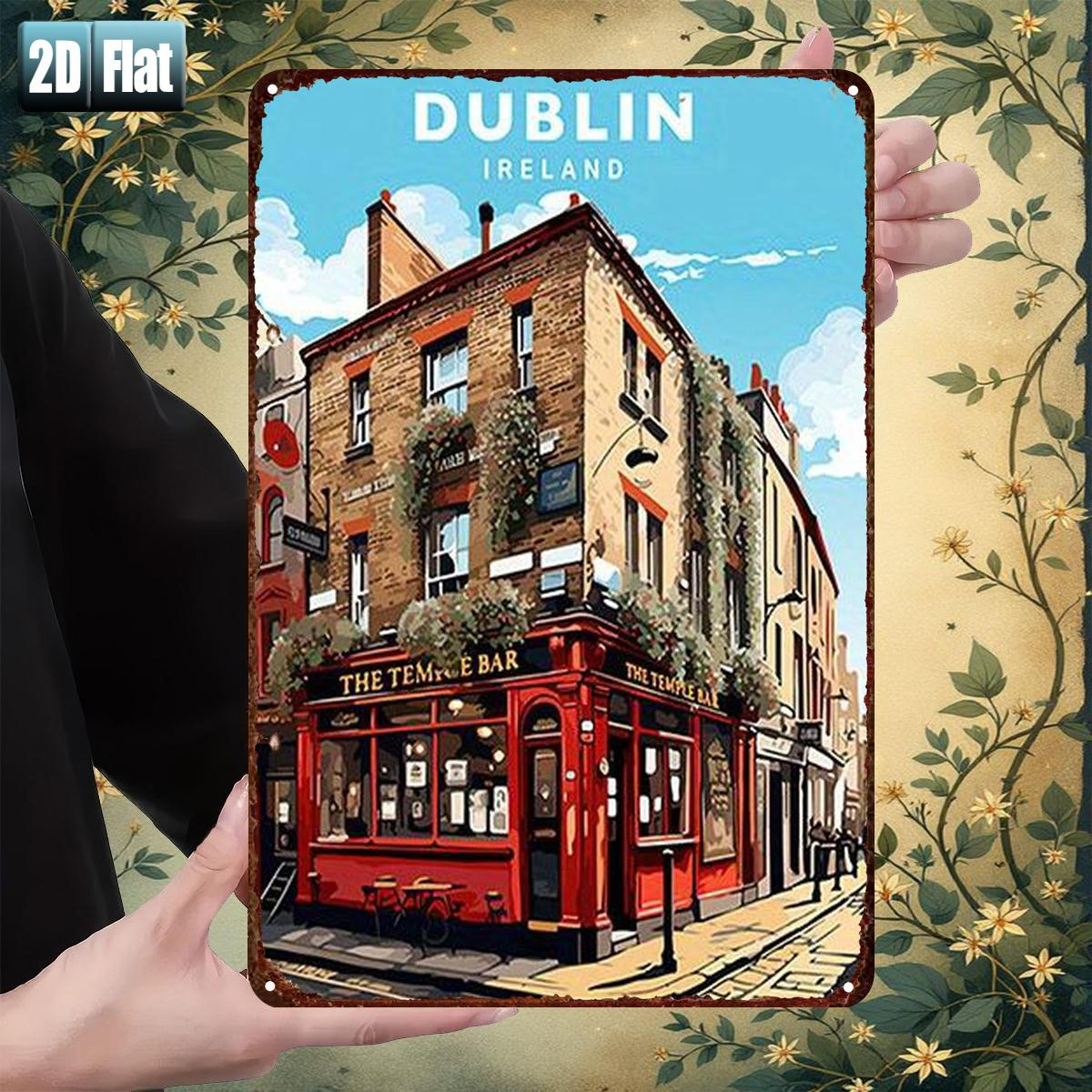 Wine Tag Label - Dublin Ireland Temple Bar Metal Tin