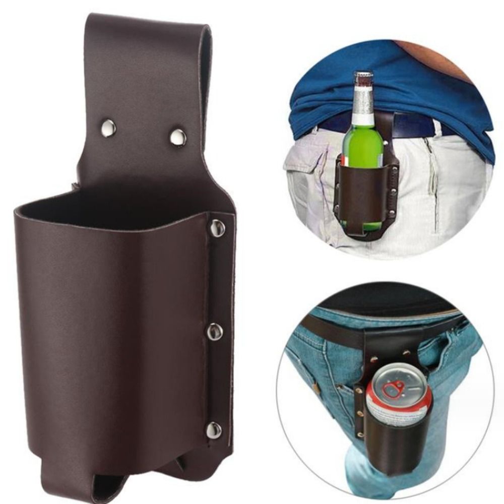 Wine Beer Holder - PU Leather Beer Bottle Waist Case