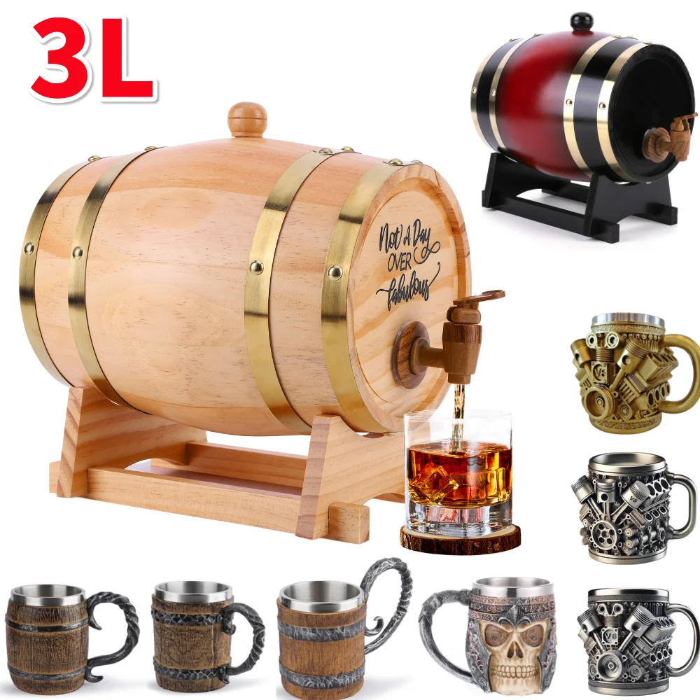 3L Wooden Whiskey Barrel with  - Wine Beer Tequila avaliação e preço