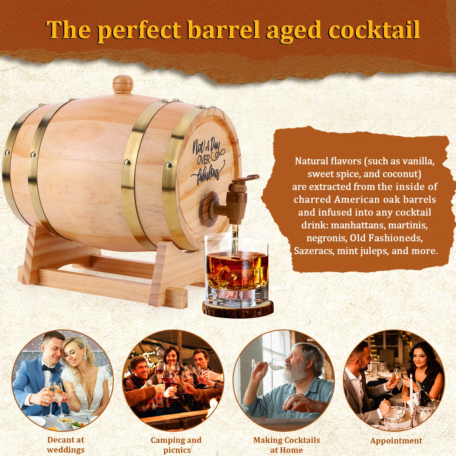 3L Wooden Whiskey Barrel with  - Wine Beer Tequila avaliação e preço