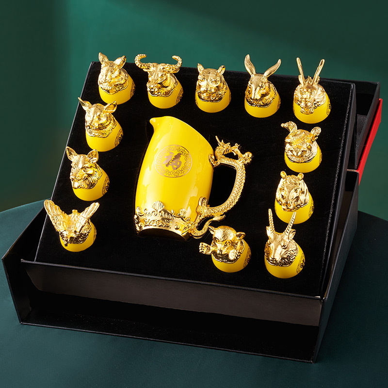 Gold-plated Twelve Animal Head - Wine Beer Tequila avaliação e preço