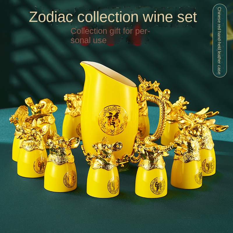 Gold-plated Twelve Animal Head - Wine Beer Tequila avaliação e preço