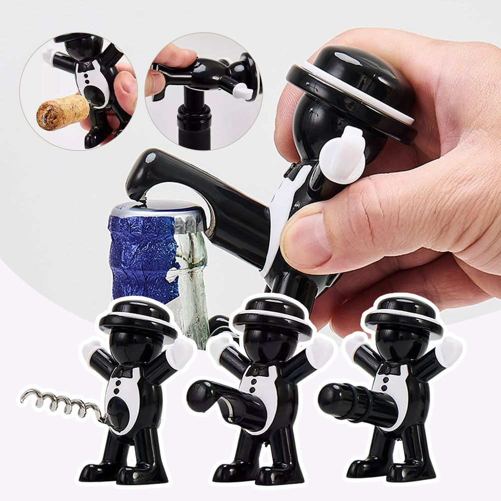Black Cool Man Bottle Opener E - Wine Beer Red avaliação e preço