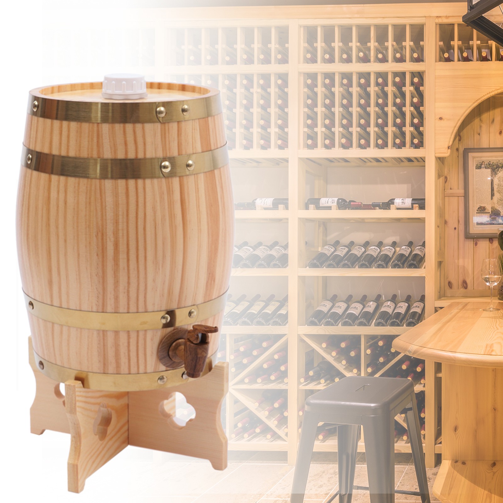 Vertical Pine Wooden Wine Barr - Wine Beer Tequila avaliação e preço