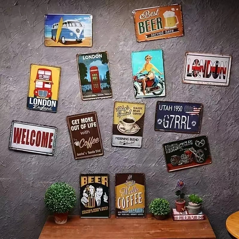 （2D Tin painting）Vintage “No E - Wine Tag Label avaliação e preço