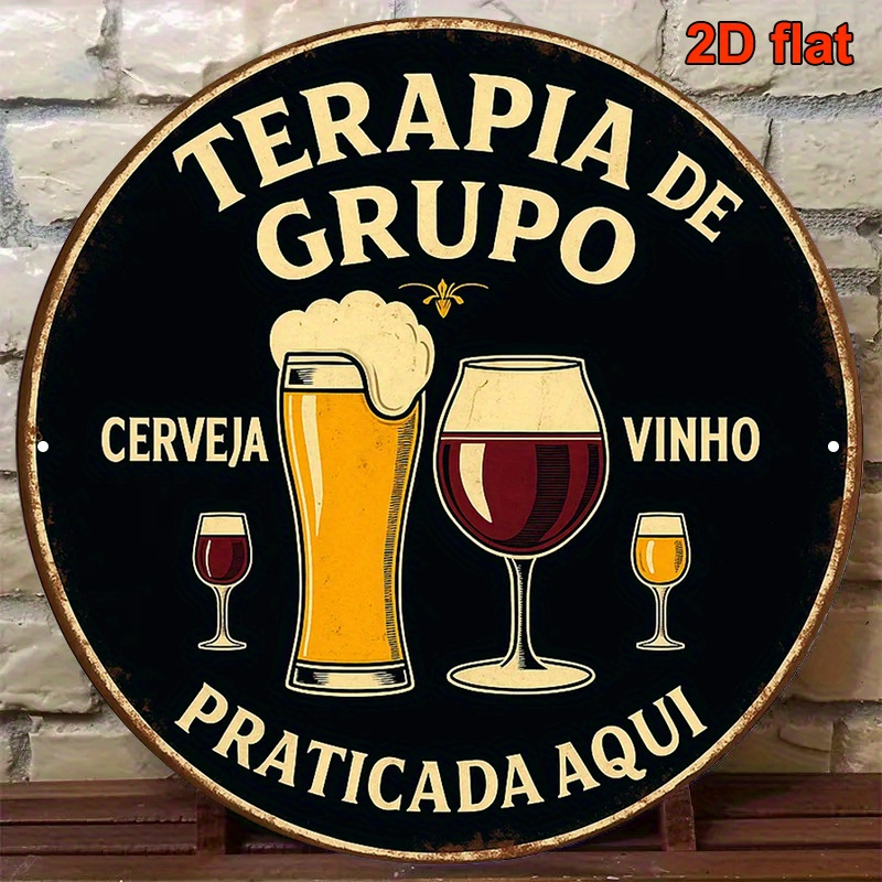 Vintage Round Aluminum Beer Wi - Wine Beer Pub avaliação e preço