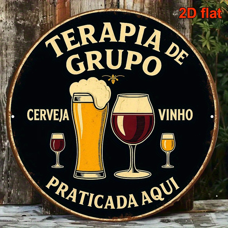 Vintage Round Aluminum Beer Wi - Wine Beer Pub avaliação e preço