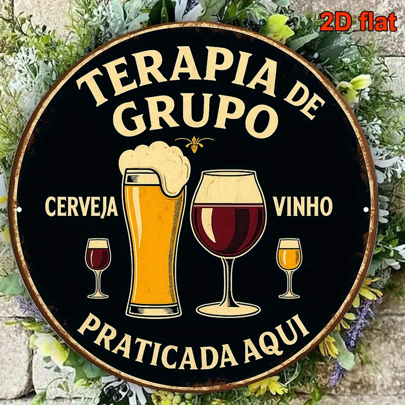 Vintage Round Aluminum Beer Wi - Wine Beer Pub avaliação e preço