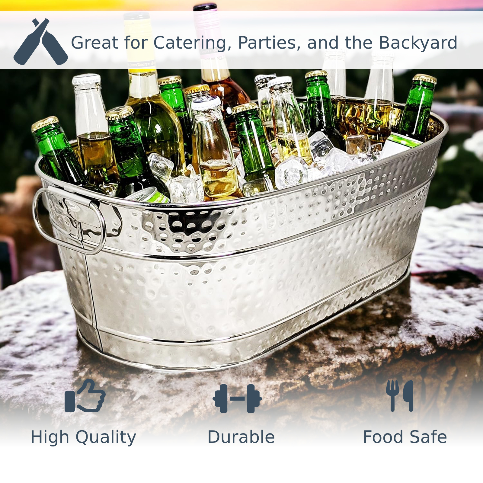 Ice Bucket Galvanized Tub Stor - Wine Beer Holder avaliação e preço