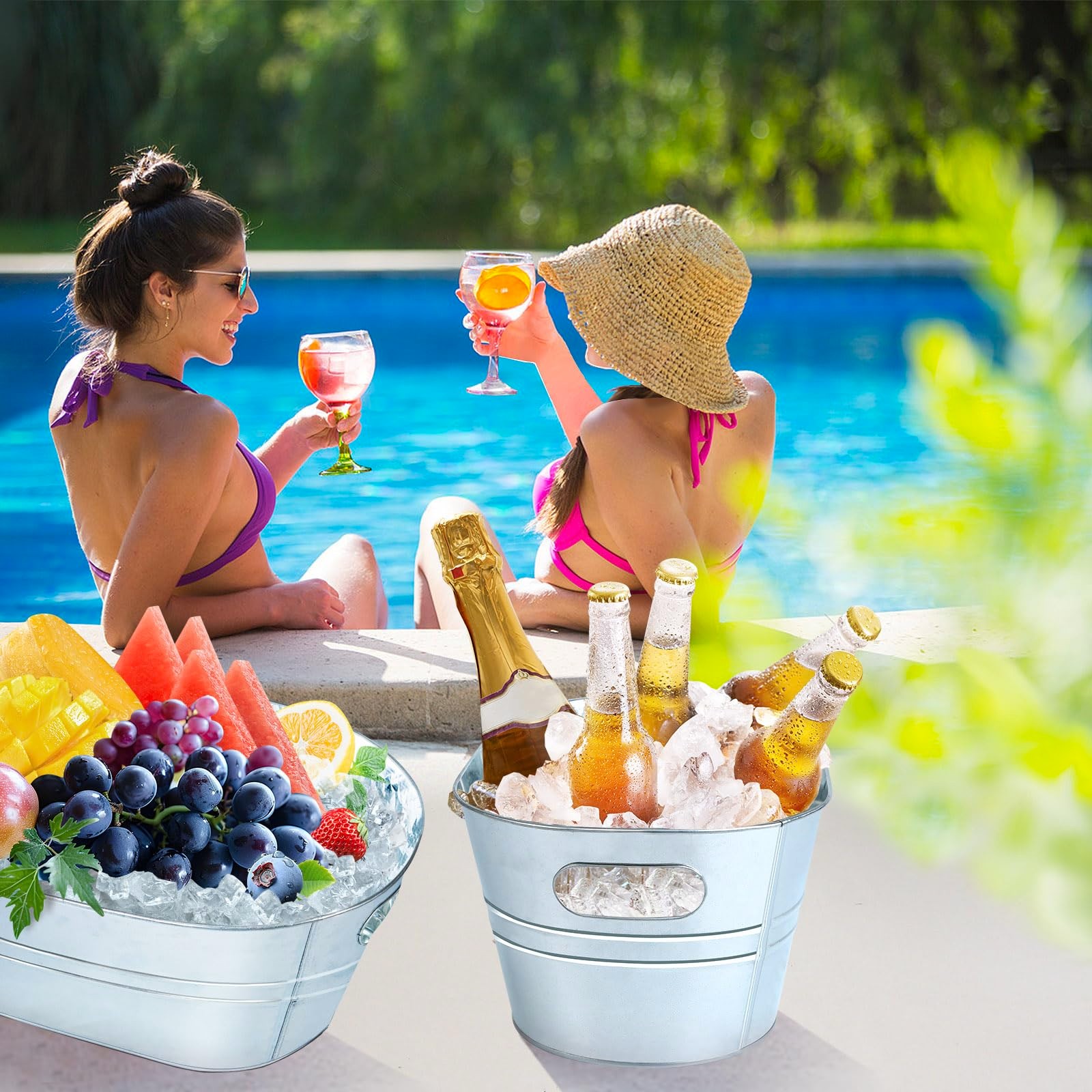 Galvanized Metal Ice Buckets W - Wine Beer Holder avaliação e preço