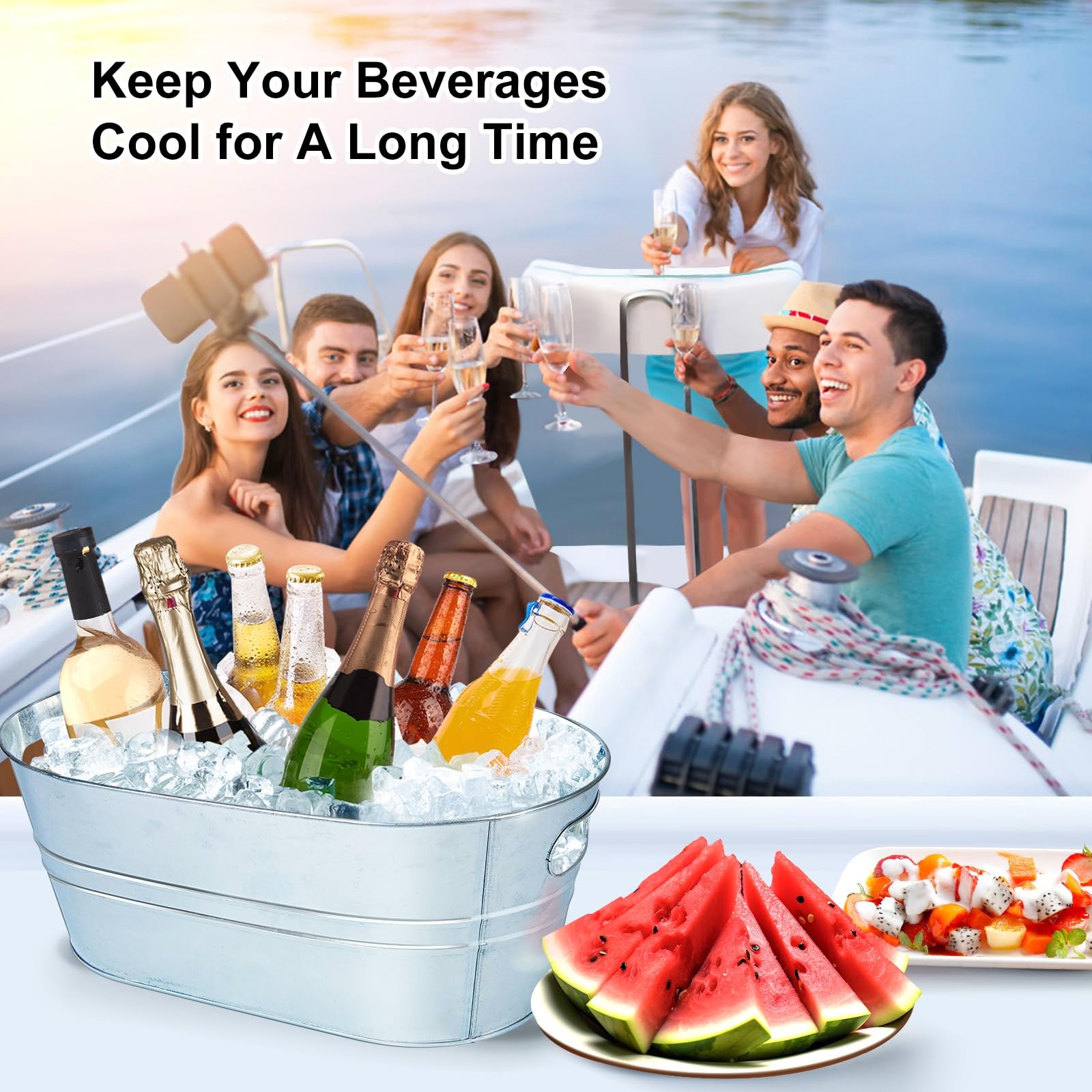 Galvanized Metal Ice Buckets W - Wine Beer Holder avaliação e preço