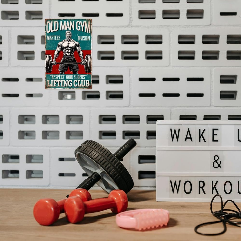 Vintage Old Man Gym Metal Tin  - Wine Tag Label avaliação e preço