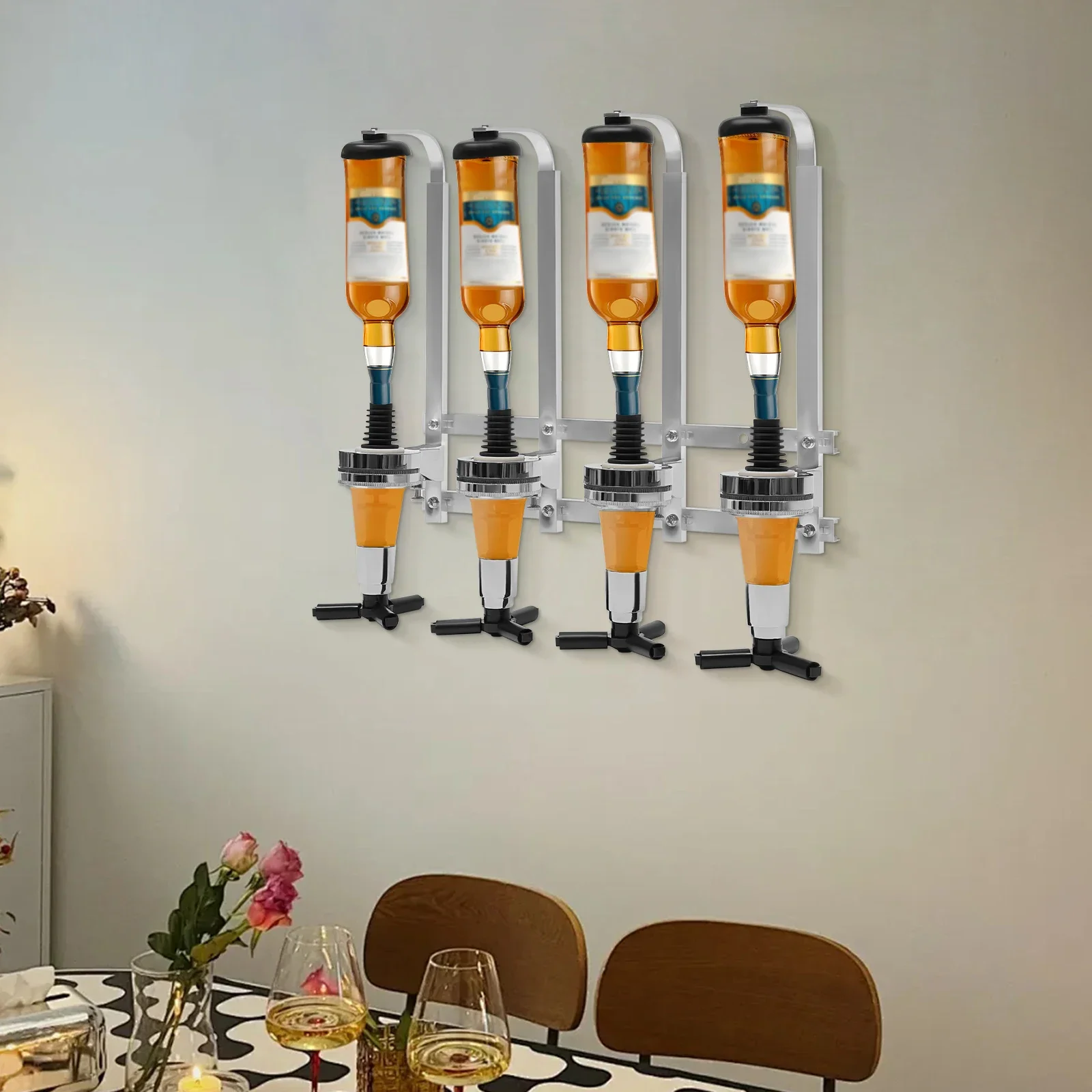 4-Bottle Wall Mount Liquor Dis - Wine Beer Holder avaliação e preço