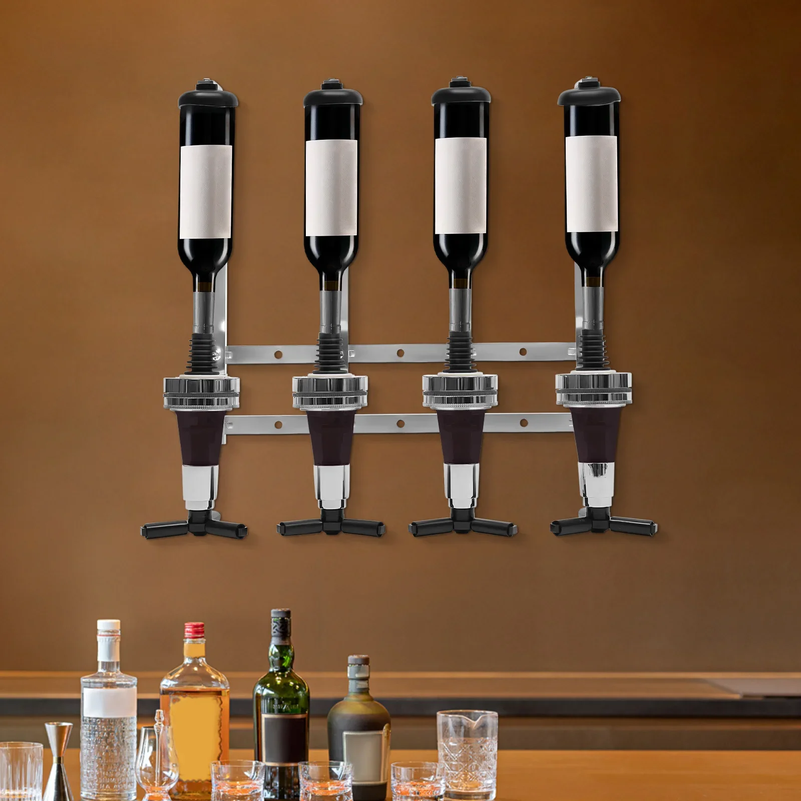4-Bottle Wall Mount Liquor Dis - Wine Beer Holder avaliação e preço