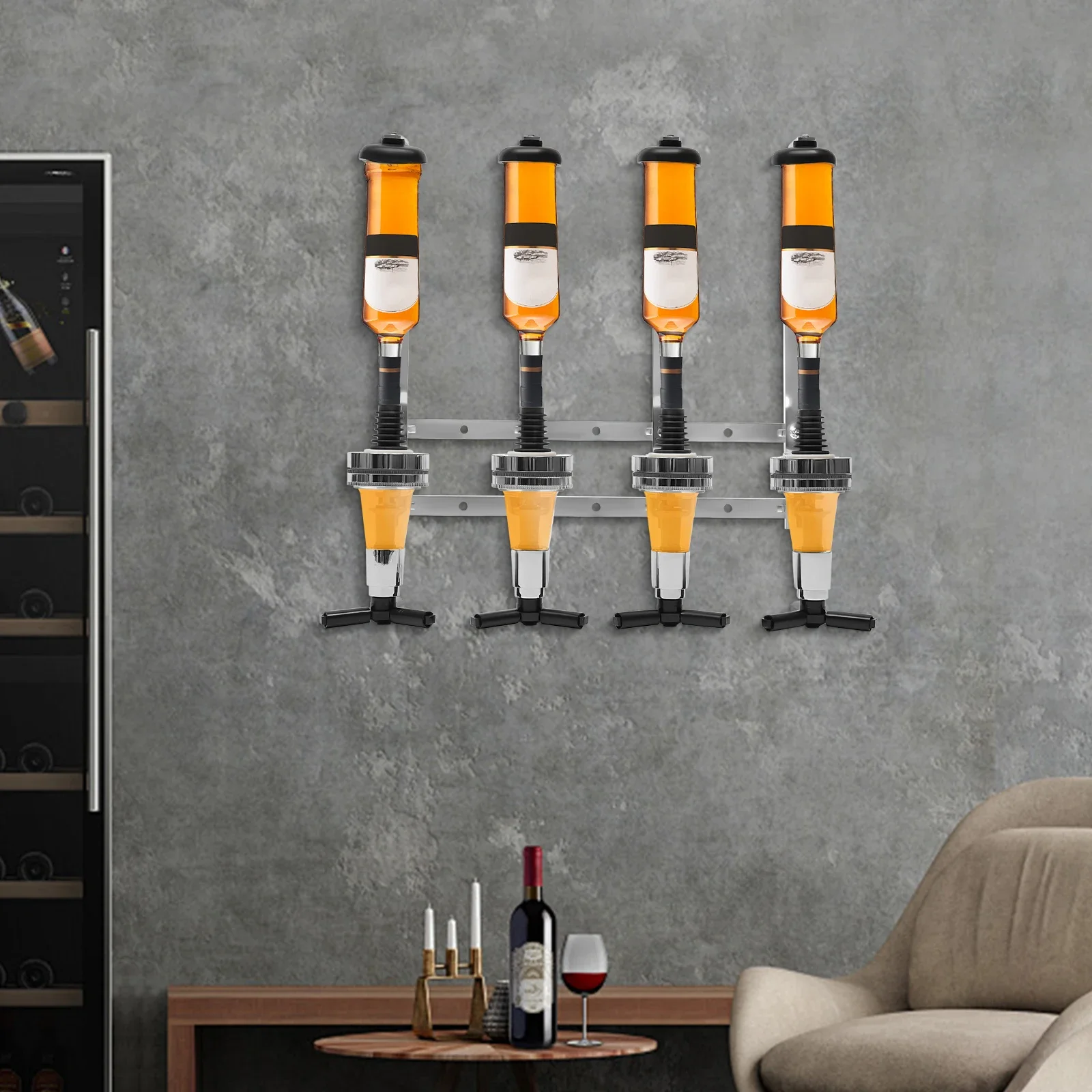 4-Bottle Wall Mount Liquor Dis - Wine Beer Holder avaliação e preço