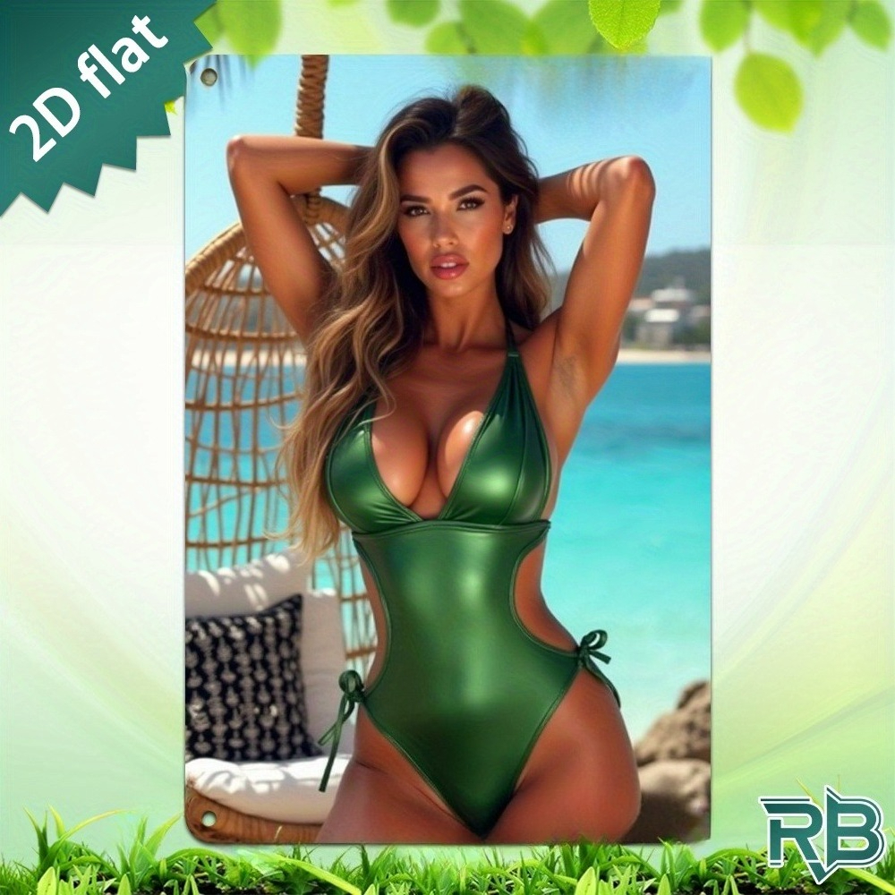 Vintage Green Swimsuit Beach G - Wine Tag Label avaliação e preço