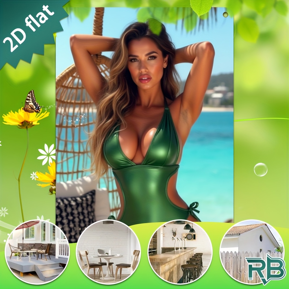 Vintage Green Swimsuit Beach G - Wine Tag Label avaliação e preço