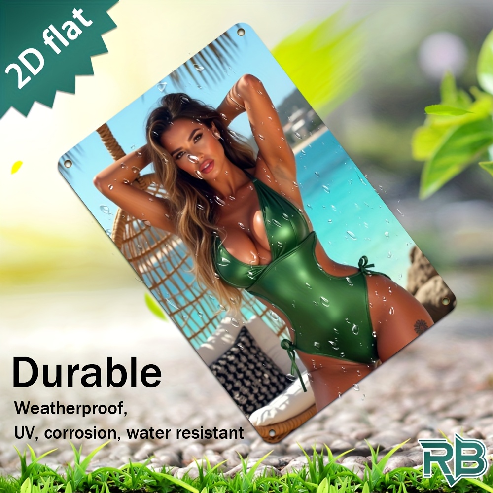 Vintage Green Swimsuit Beach G - Wine Tag Label avaliação e preço