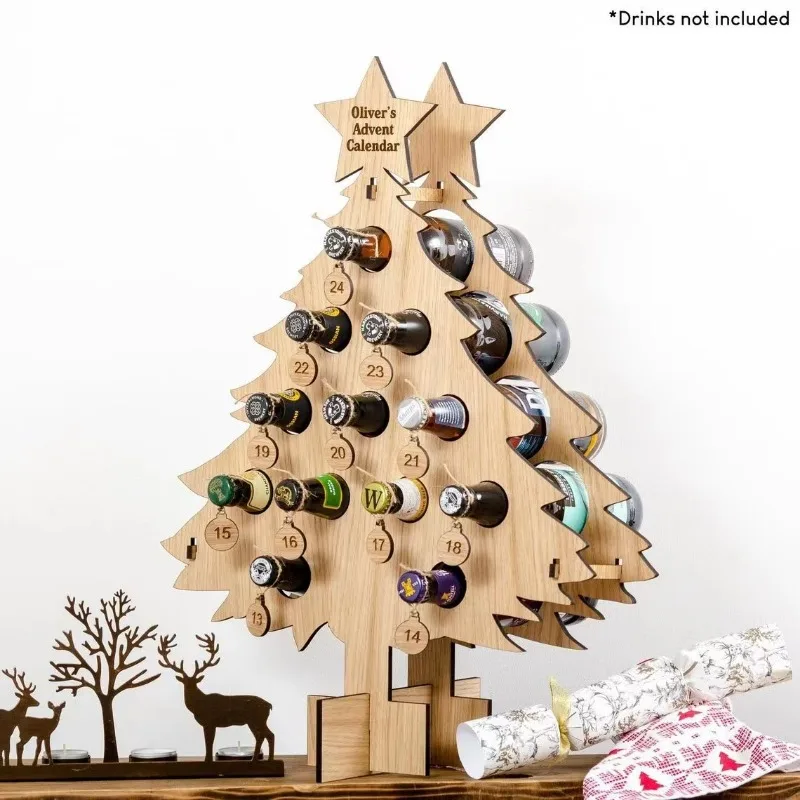 Christmas Tree Wooden Wine Rac - Wine Beer Rack avaliação e preço